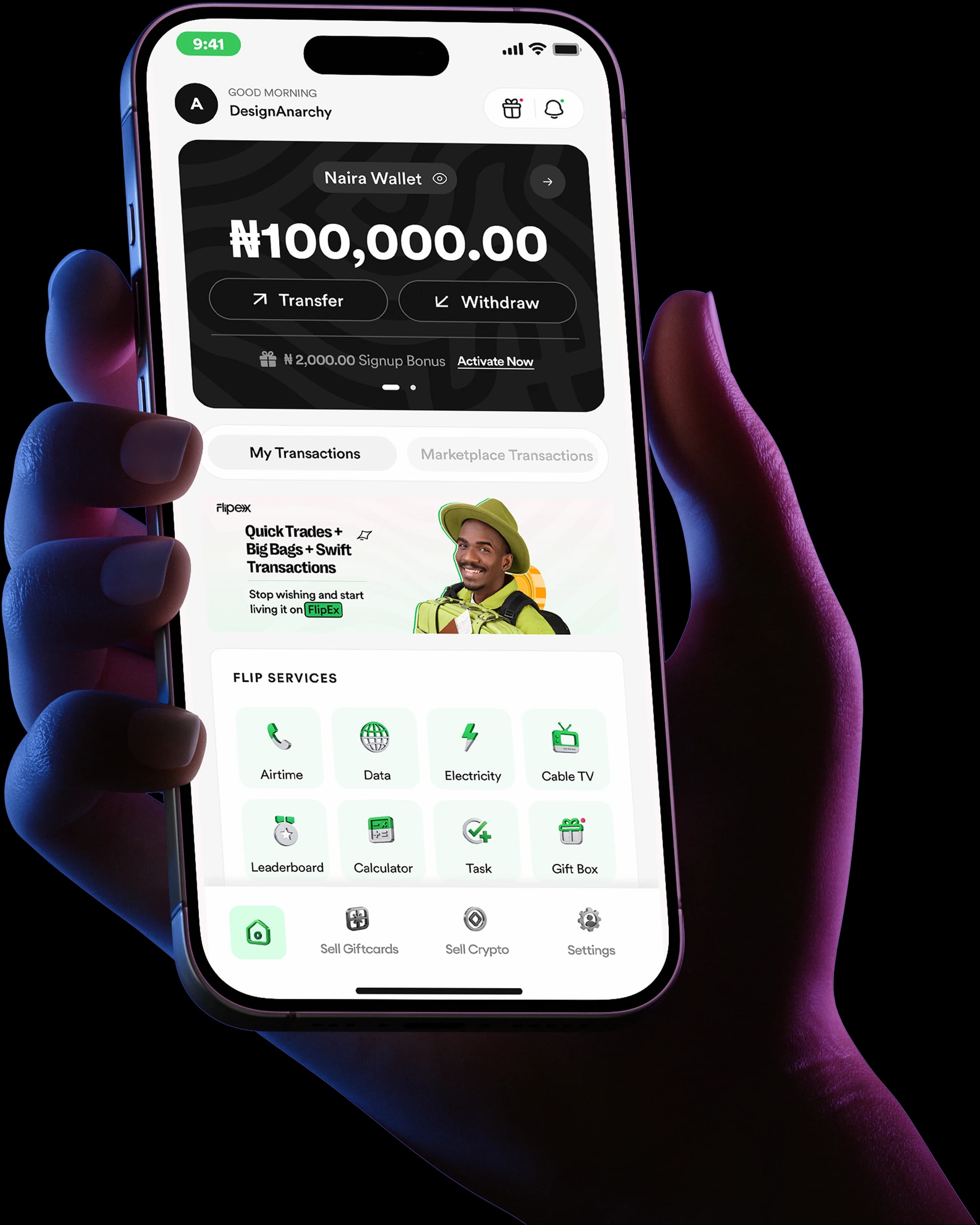 FlipEx App – sell gift cards and convert crypto to Naira instantly